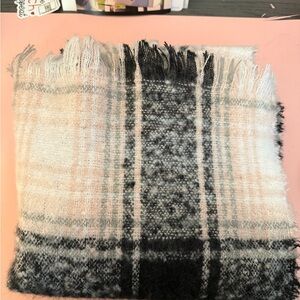 Steve Madden Cozy Pink, Black and White Plaid Scarf